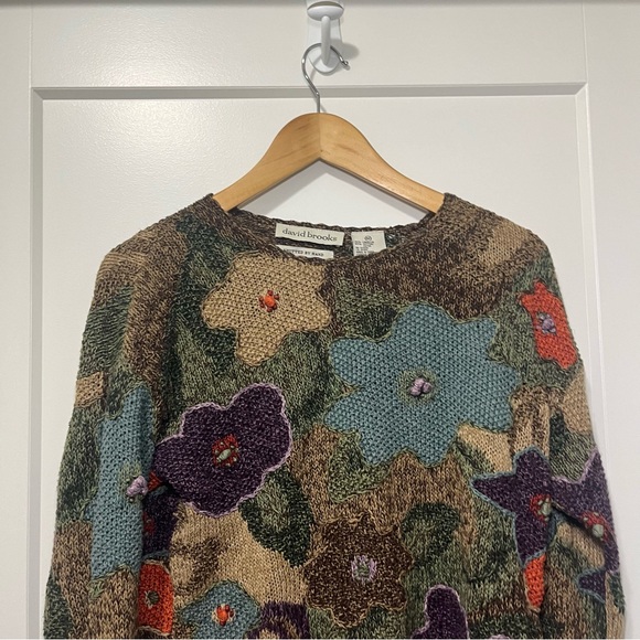 DAVID BROOKS - Hand Knit - Floral Print Sweater - Women’s M - Picture 12 of 12
